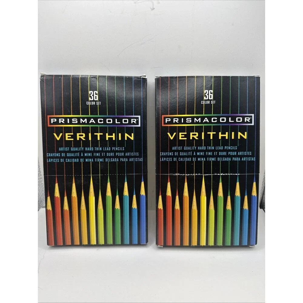 2 Prismacolor Verithin 36 Hard Thin Lead Colored Pencils Set Some New Some Used